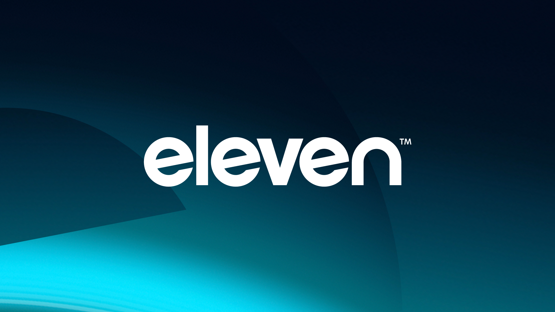 the word 'eleven' on a dynamic blue background